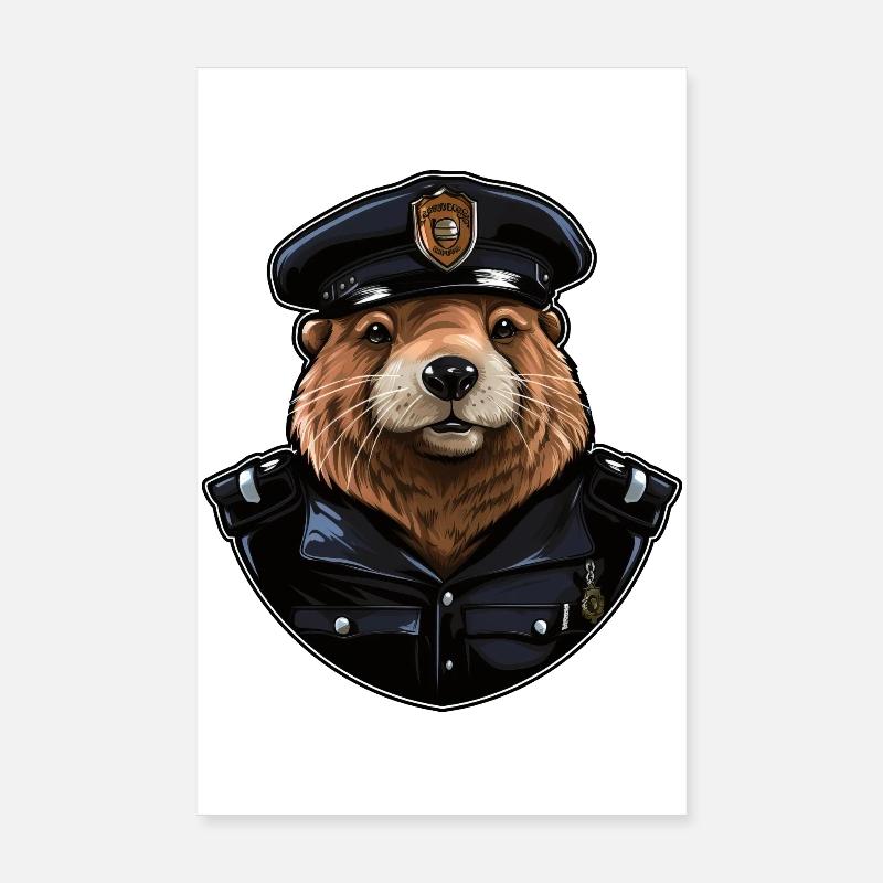 Biber Polizei Poster 20x30 cm