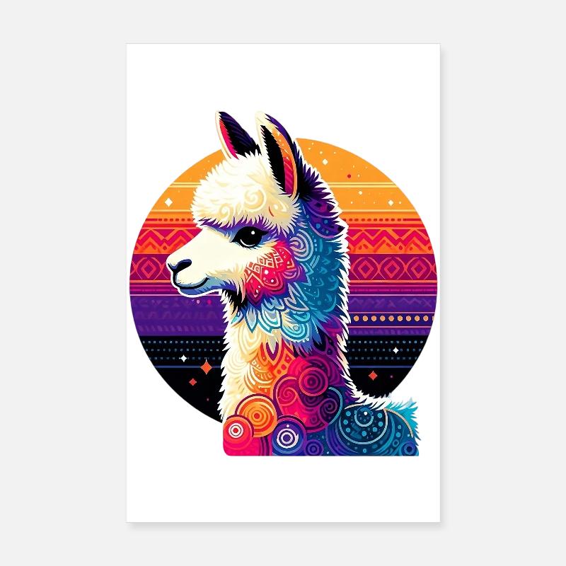 Alpaka - Poster 20x30 cm - Weiß