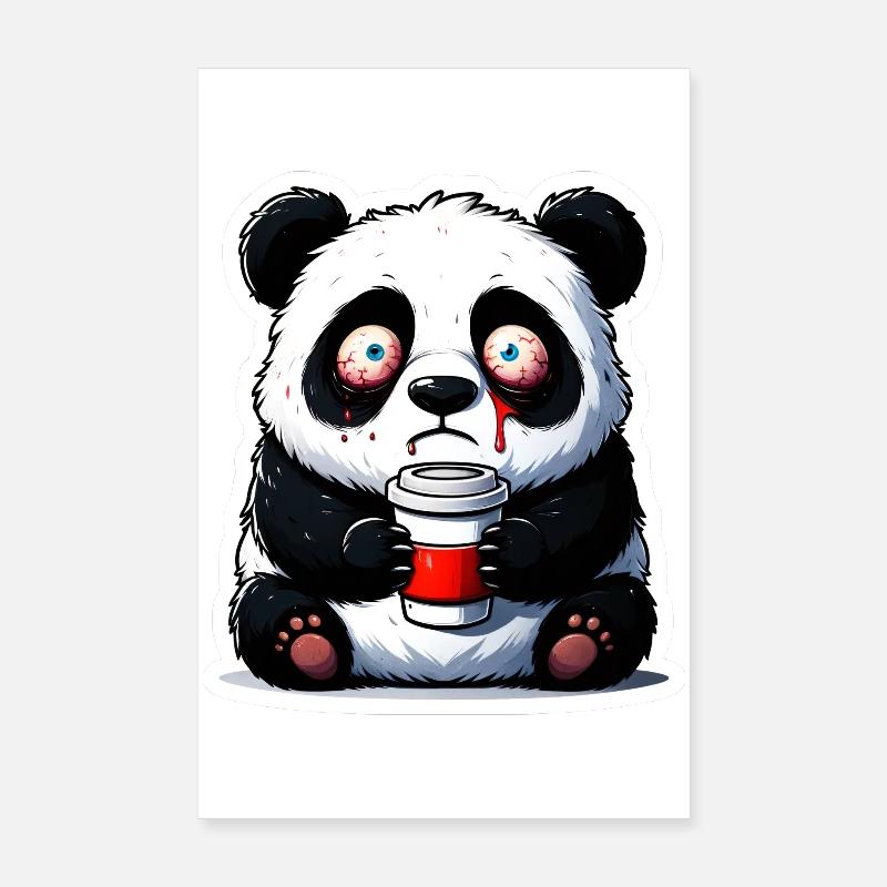 Panda à la caféine Poster 20 x 30 cm