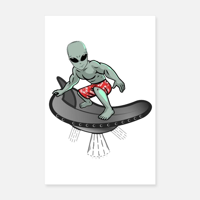 Alien Cool Surfing Poster 20x30 cm