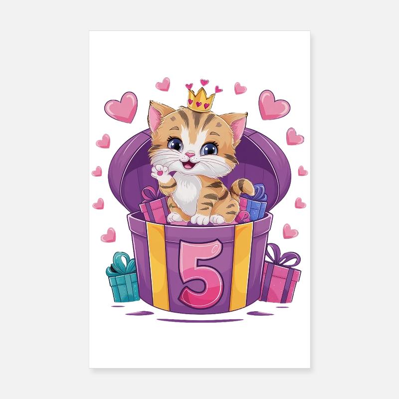 Chat mignon - 5e anniversaire - 5 ans Poster 20 x 30 cm