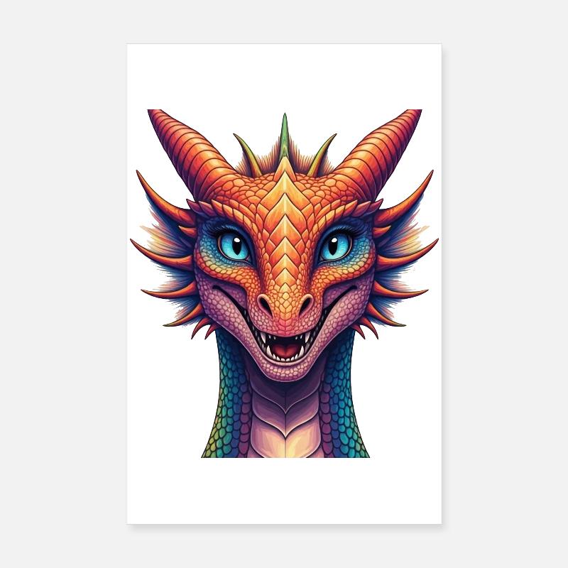 Lebendiger Regenbogen-Drachenkopf Poster 20x30 cm