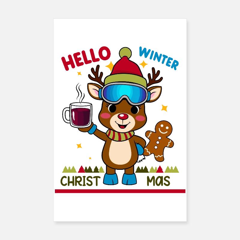 Renne mignon Poster 20 x 30 cm