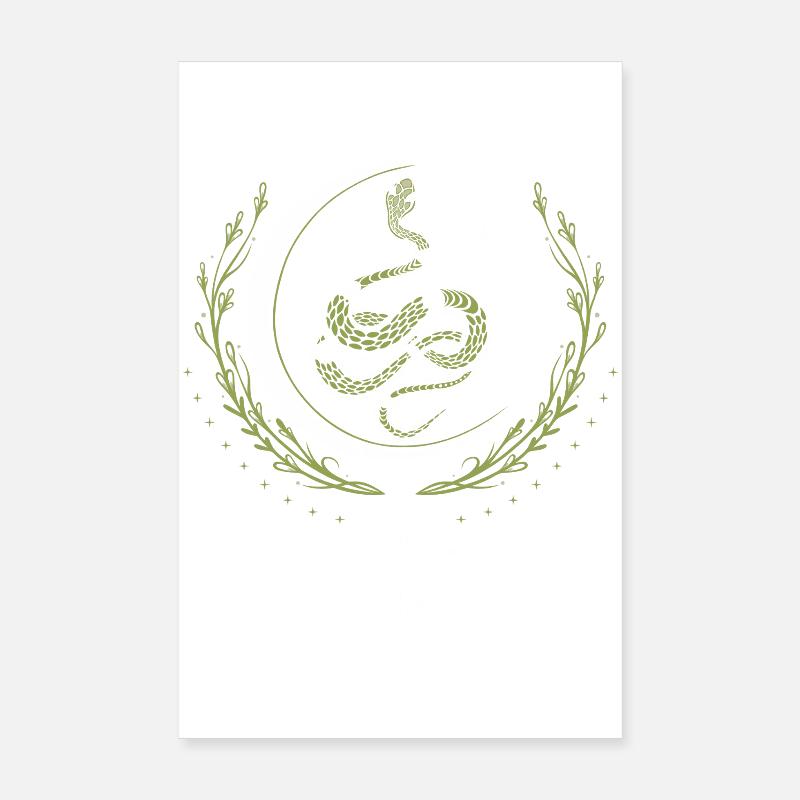 Snake with crescent moon and crystals Poster 8" x 12" (20x30 cm)