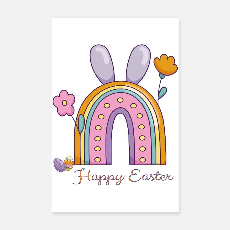 Happy Easter Regenbogen Poster 20x30 cm