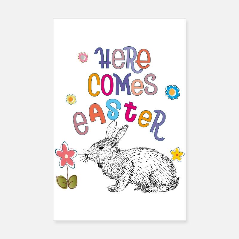 Happy Easter Easter Bunny Poster 8" x 12" (20x30 cm)
