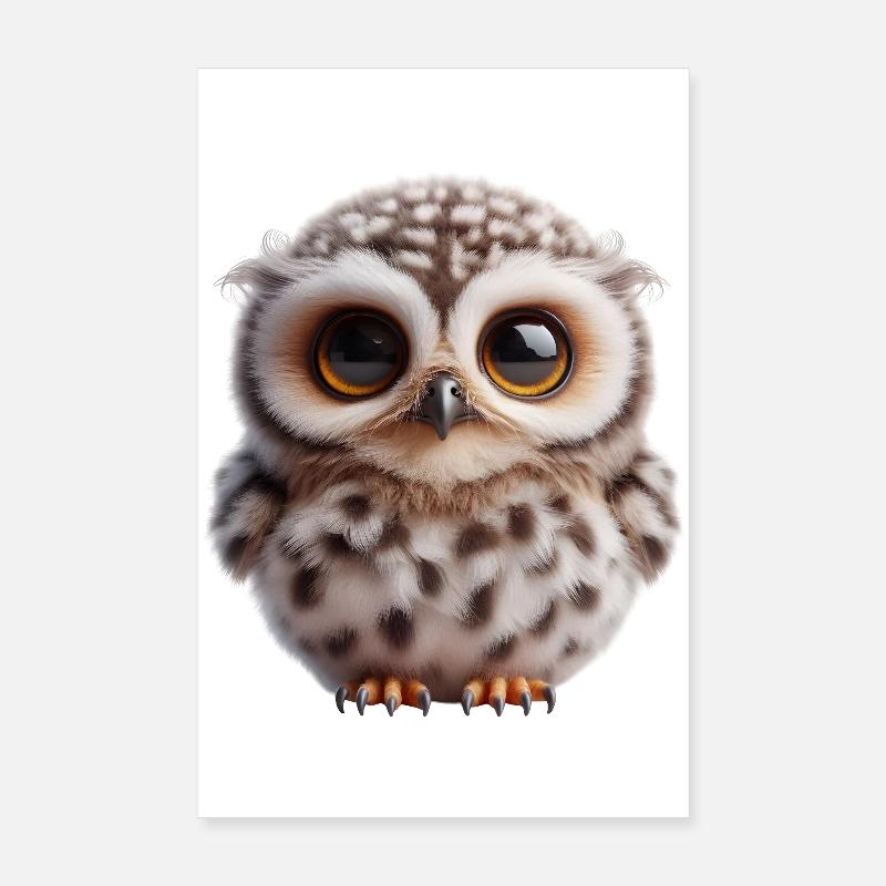 Süße Eule - Poster 20x30 cm - Weiß