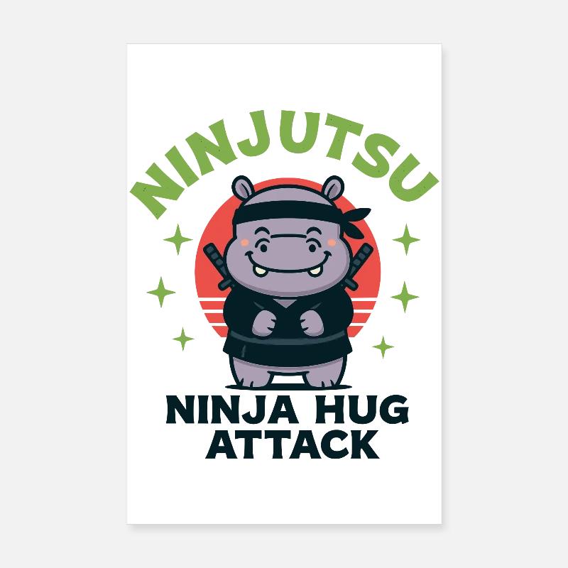 Ninja Cuddle Hippo Poster 8" x 12" (20x30 cm)