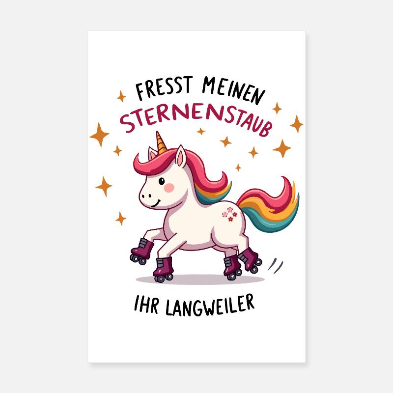 Rollschuh Einhorn Poster 20x30 cm