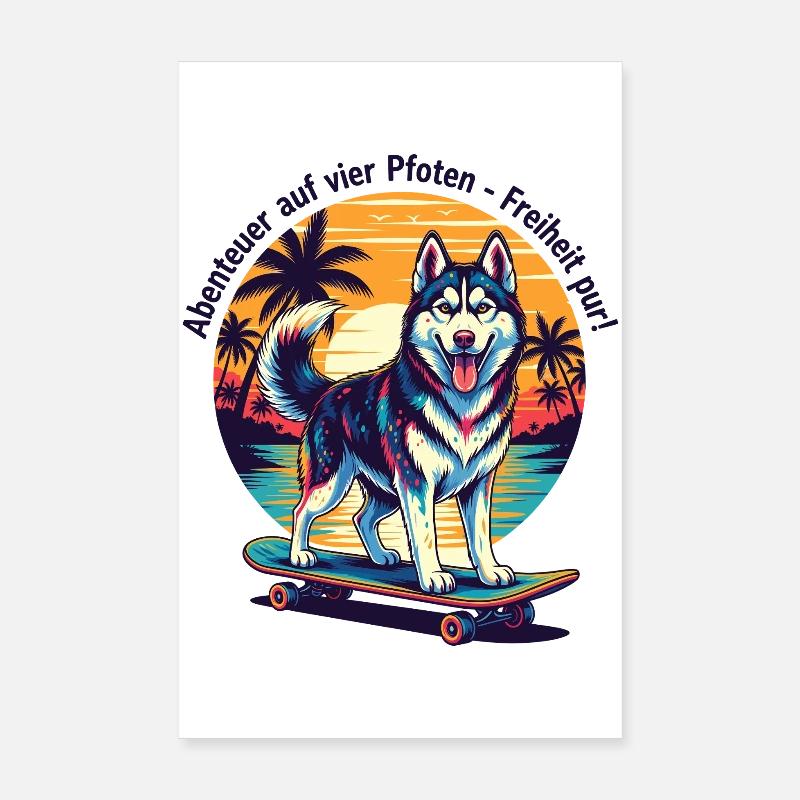 Aventure husky à quatre pattes Poster 20 x 30 cm