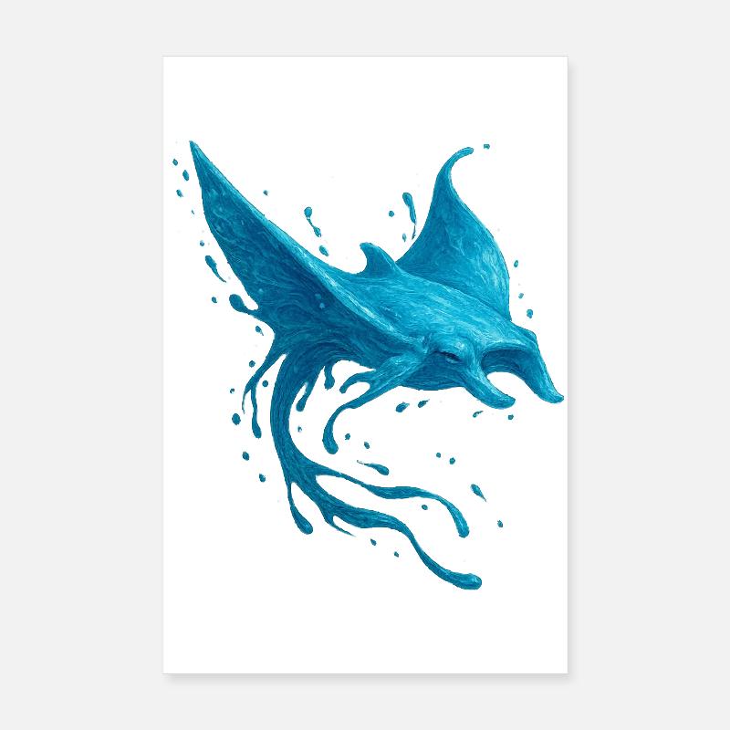 Fluid Manta - Poster 8" x 12" (20x30 cm) - white