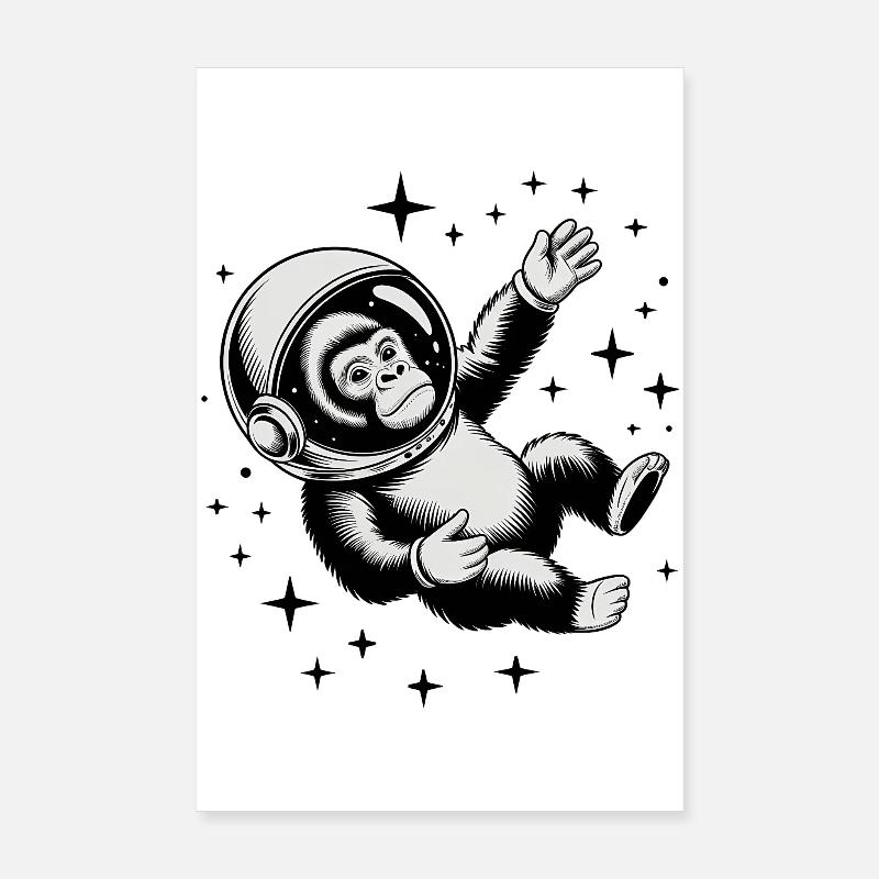 Un singe dans l'espace - Logo d'Astonomy Poster 20 x 30 cm