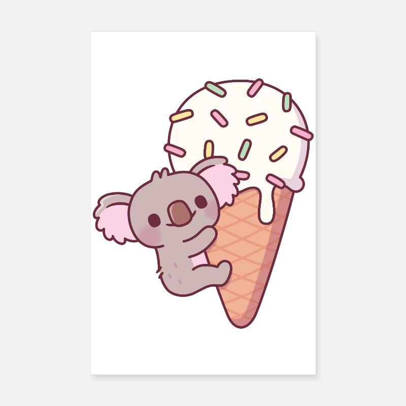 Lustiger Koala, der sich an Eiswaffel klammert Poster 20x30 cm