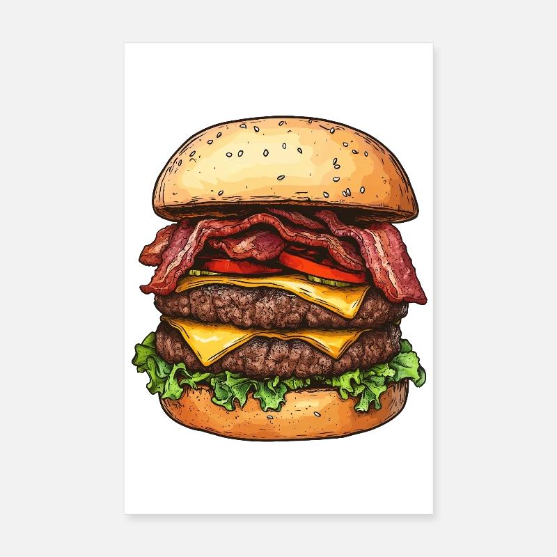 Double Bacon Cheeseburger :) Poster 8" x 12" (20x30 cm)