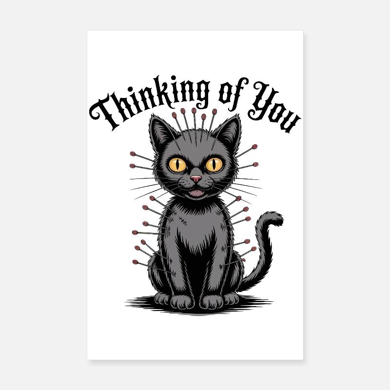 Chat vaudou qui pense à vous Poster 20 x 30 cm