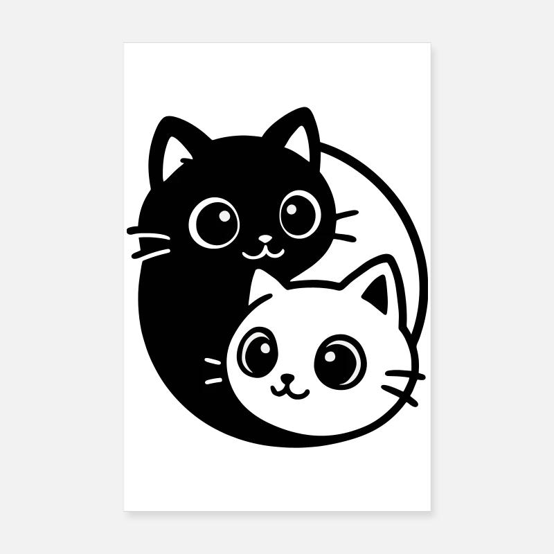 Portrait de chat Ying Yang Poster 20 x 30 cm