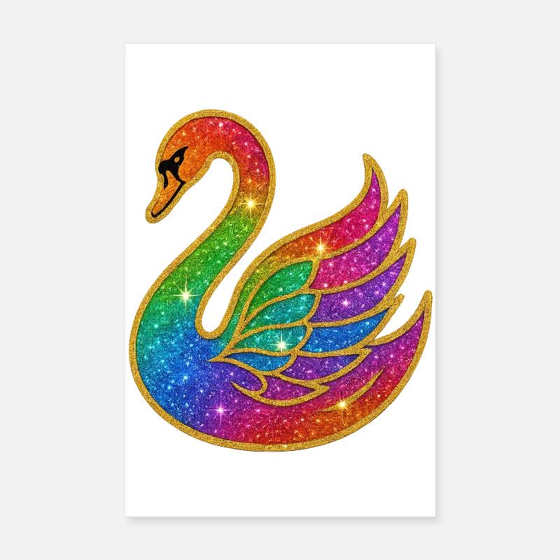 Regenbogen Glitzer Schwan Mutter Poster 20x30 cm