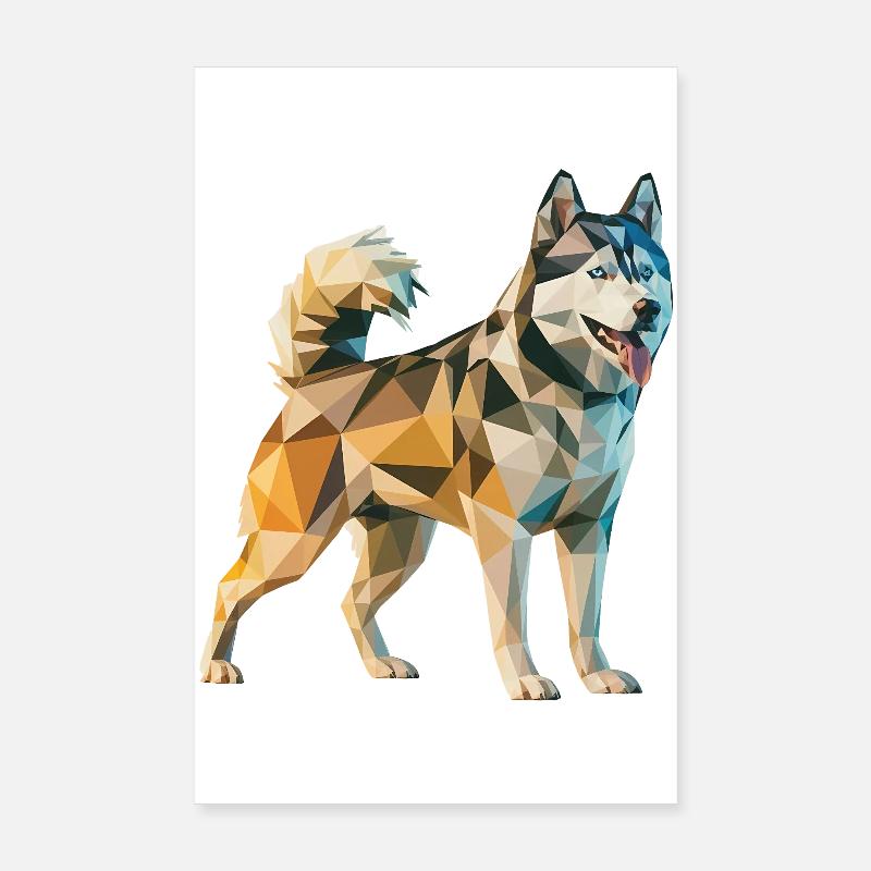 Husky sibérien - Logo Low Poly cool Poster 20 x 30 cm