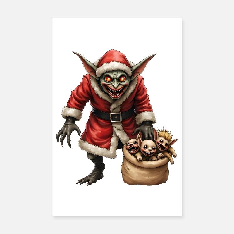 Christmas Goblin with Creatures Poster 8" x 12" (20x30 cm)