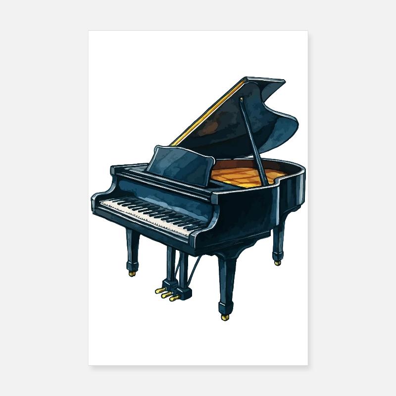 Piano à queue de concert bleu Poster 20 x 30 cm