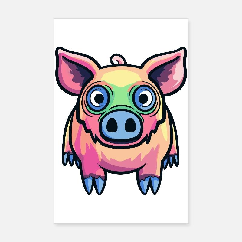 Pig Halloween Funny Wild Boar Poster 8" x 12" (20x30 cm)