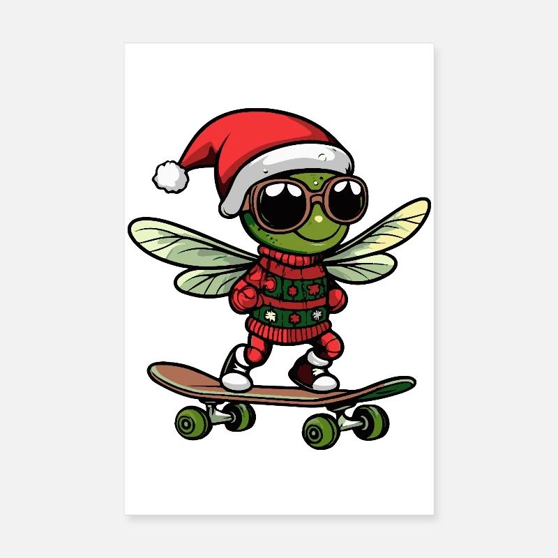 Libellule Noël drôle Poster 20 x 30 cm