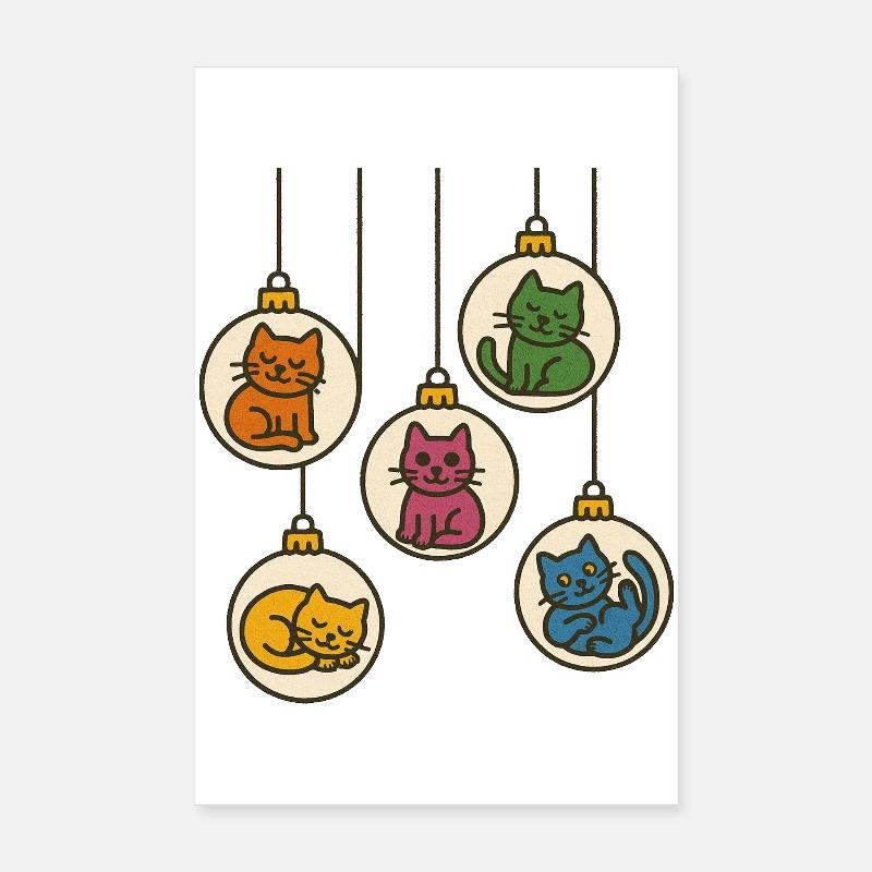 Défilé de boules de cinq chats Poster 20 x 30 cm