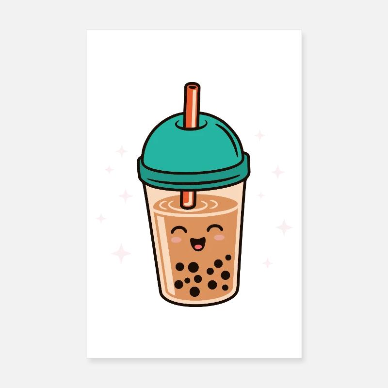 Bubble Tea Kawaii Boba Tea Milk Tea Asian Poster 8" x 12" (20x30 cm)