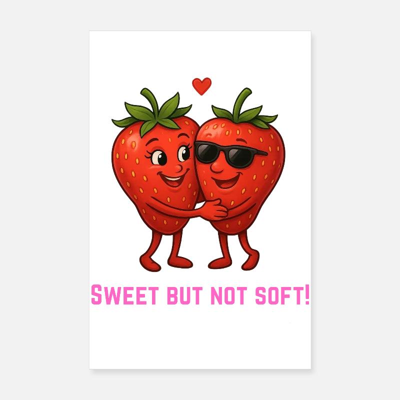 Süße Erdbeeren paar karikatur  Poster 20x30 cm