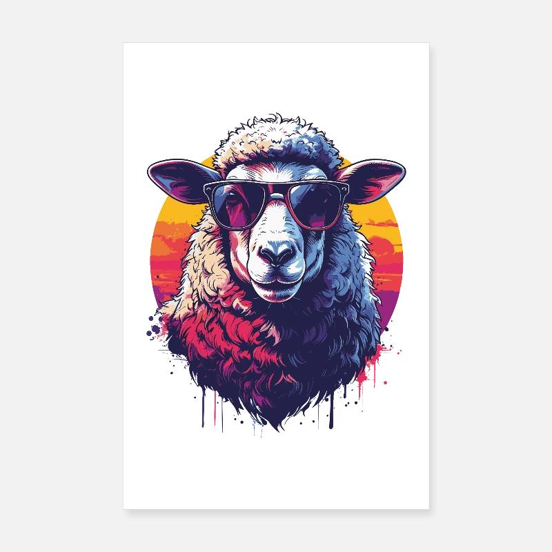 Cooles Retro-Schaf mit Brille Poster 20x30 cm