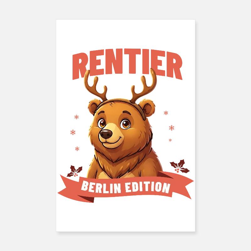 Renne de Noël Ours de Berlin Poster 20 x 30 cm