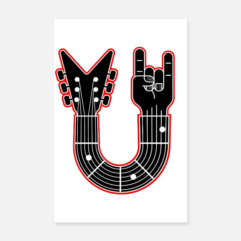Manche de guitare avec cuivres de doigts Poster 20 x 30 cm