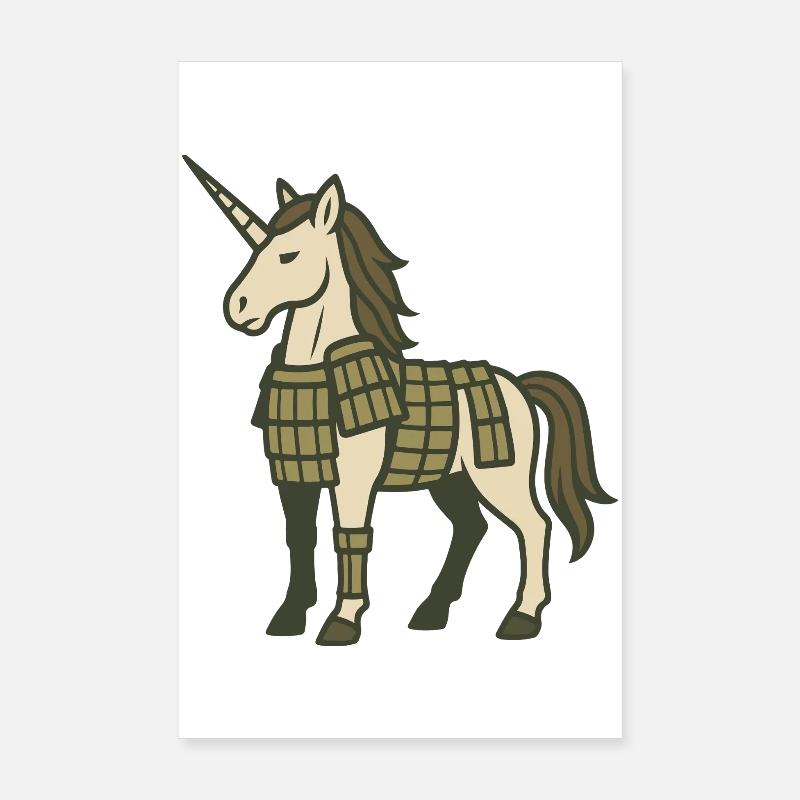 Samurai-Rüstung Einhorn-Krieger-Fantasy-Design Poster 20x30 cm