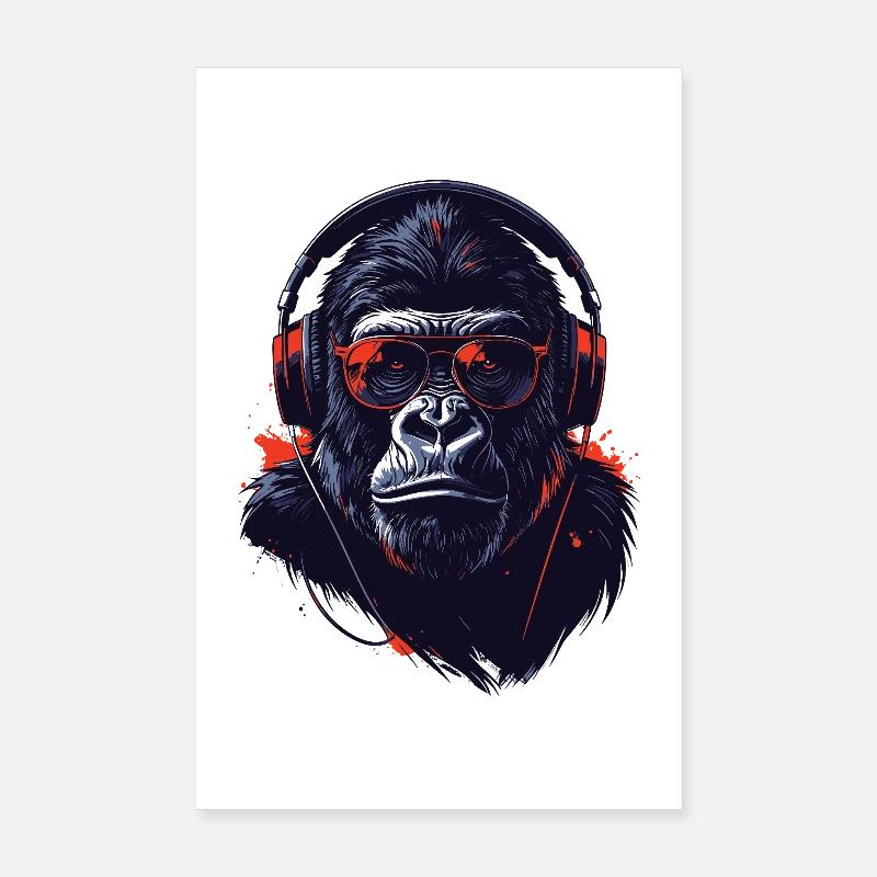 Gorille avec un casque Motif cool Poster 20 x 30 cm