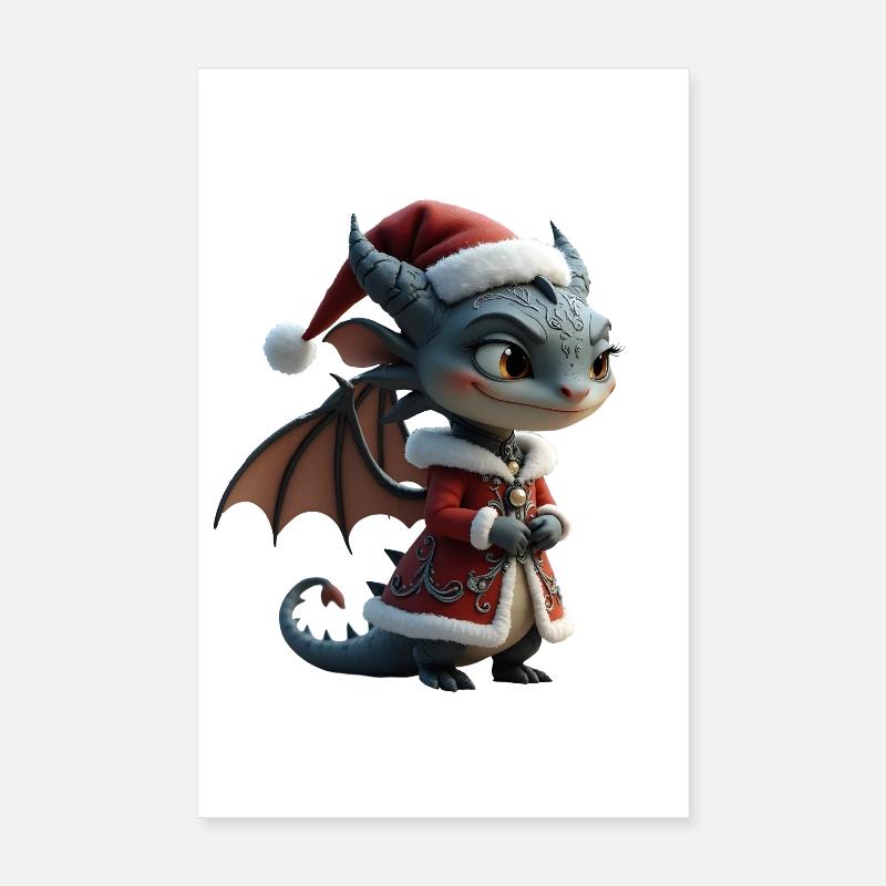 Dragon de Noël élégant Poster 20 x 30 cm