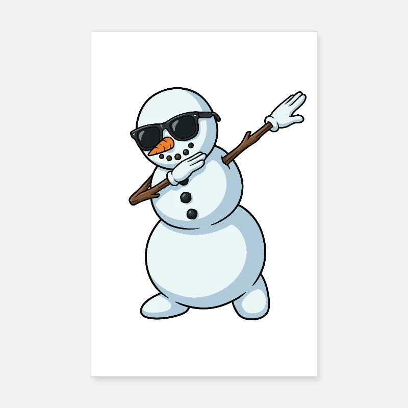 Dessin animé Dab Snowman Poster 20 x 30 cm