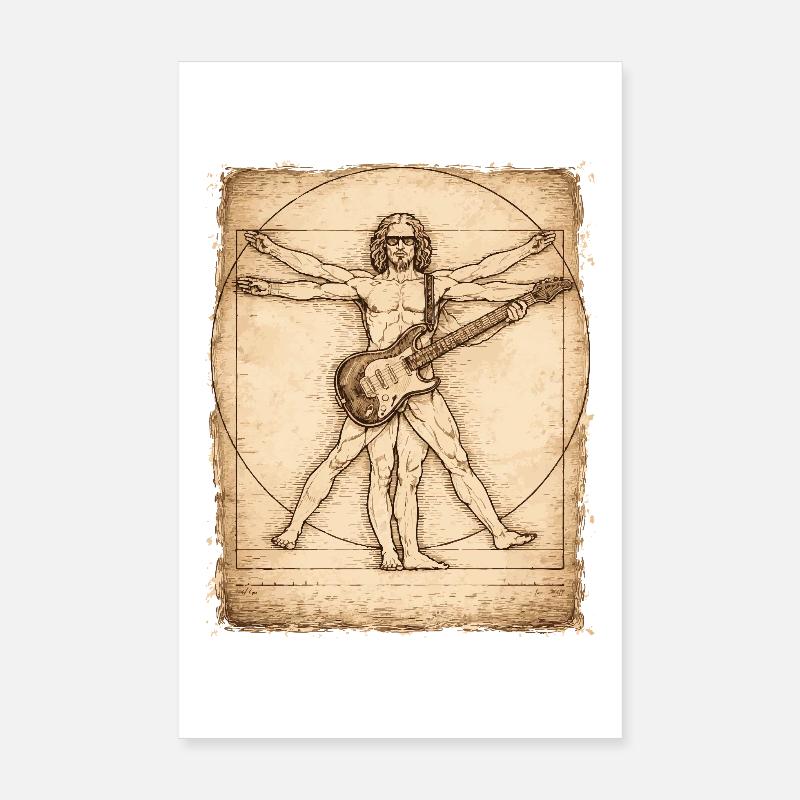 Conception du guitariste rockeur Vitruvian Poster 20 x 30 cm