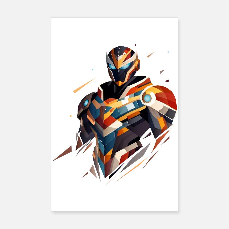 Futuristic Sci-Fi Hero in Geometric Style Poster 8" x 12" (20x30 cm)