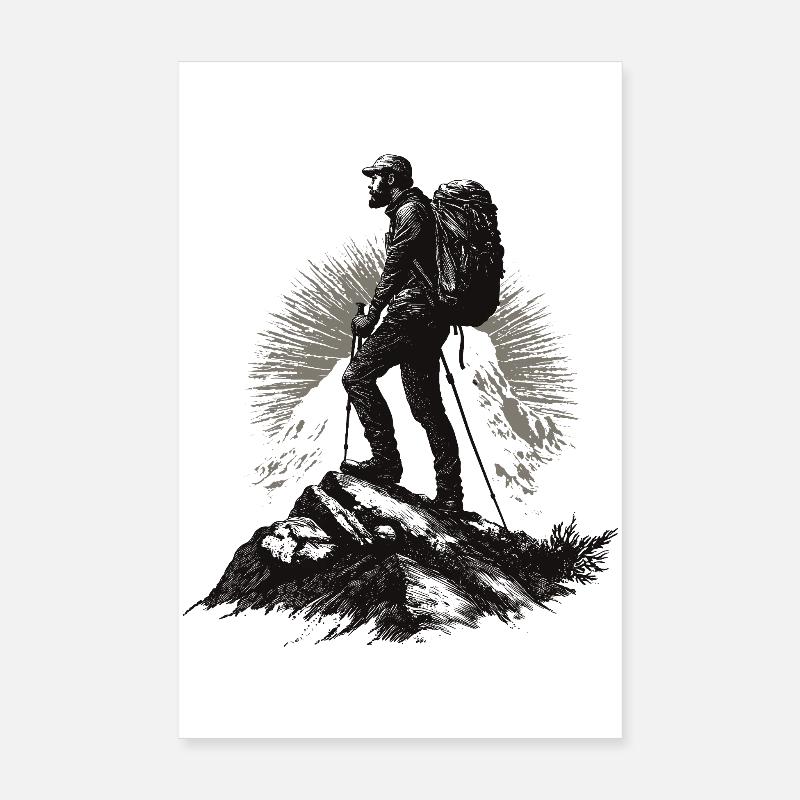 Motif d’alpiniste dans le rayon de soleil Poster 20 x 30 cm