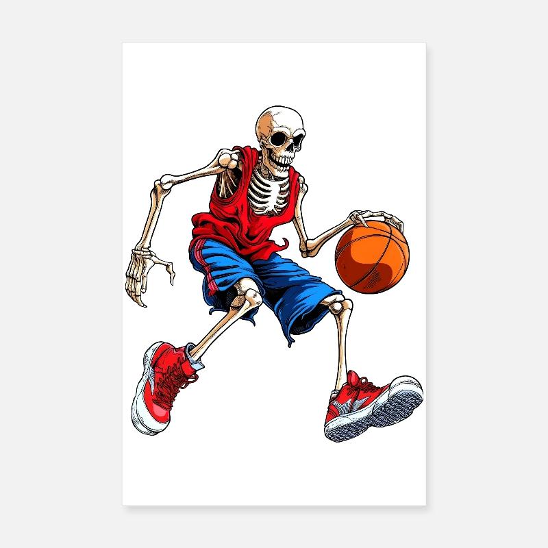 Basket-ball squelette / Crâne Poster 20 x 30 cm