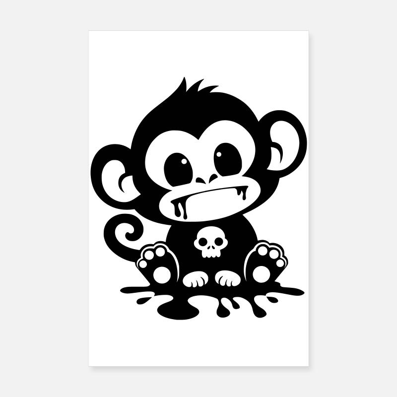 Spooky Affe mit Totenkopf Poster 20x30 cm