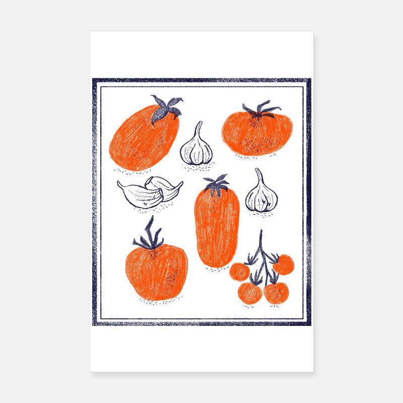 Motif bulbe tomate à l’ail Poster 20 x 30 cm