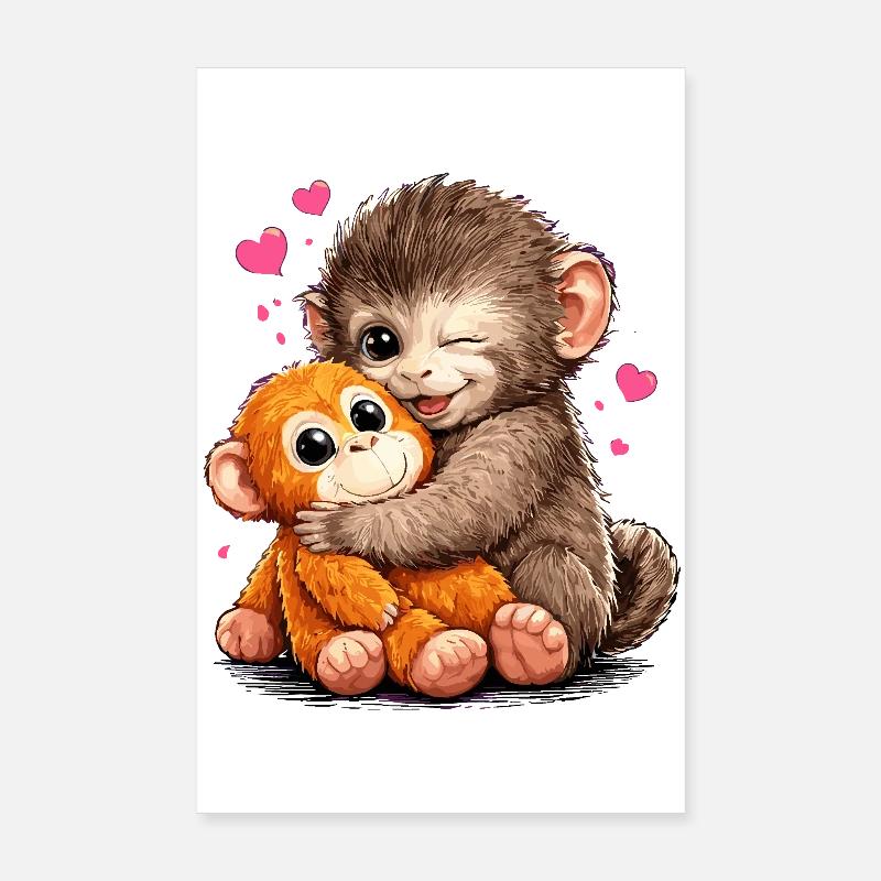 Monkey Punch Funny Gift Cute Poster 8" x 12" (20x30 cm)