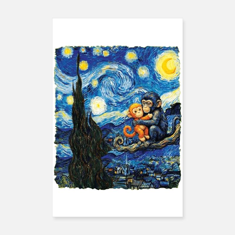Van Gogh Bébé Singe Punch Macaque mignon Poster 20 x 30 cm