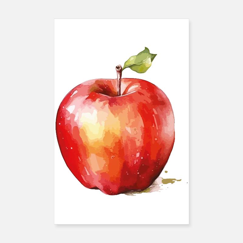 Watercolor Apple – Red Fruit Accent Poster 8" x 12" (20x30 cm)