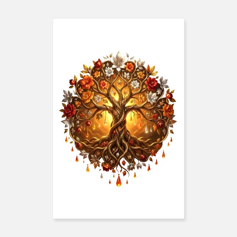 Arbre de Feu dans Mandala Poster 20 x 30 cm