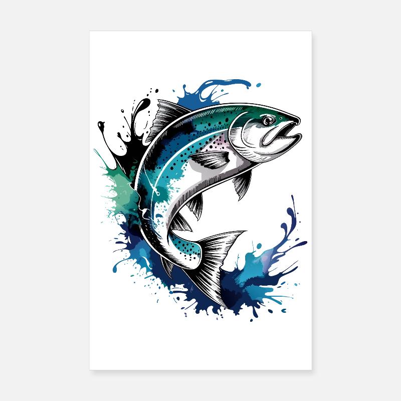 Lachs Sprung Poster 20x30 cm