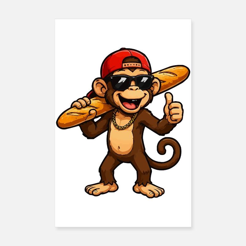 Singe-Baguette-Cool Poster 20 x 30 cm