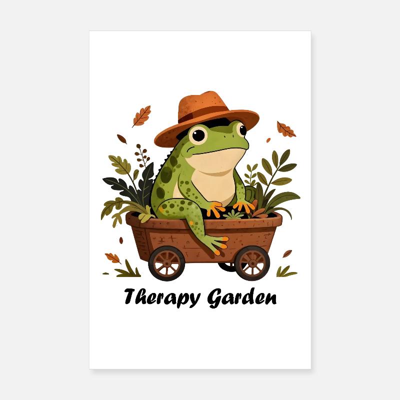 Frog gardener, therapy garden Poster 8" x 12" (20x30 cm)