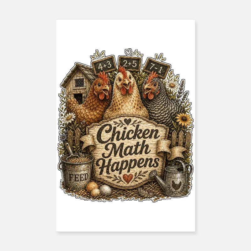 Chicken Math Happens Poster 20x30 cm